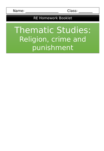 Thematic studies: Religion, crime and punishment homework booklet