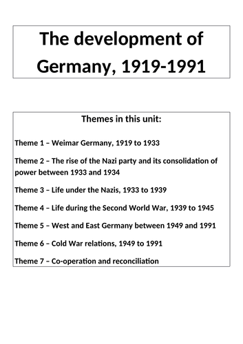 Eduqas - WJEC GCSE History Revision Guide - The development of Germany, 1919-1991
