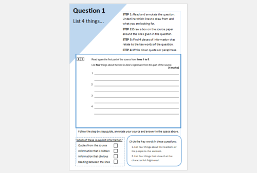 GCSE English Language: Paper 1 Revision Booklet | Teaching Resources