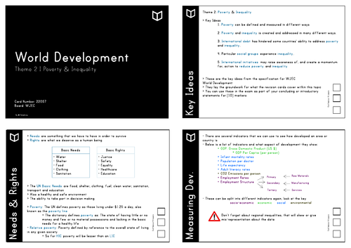 AS World Development I Theme 2 Revision Cards