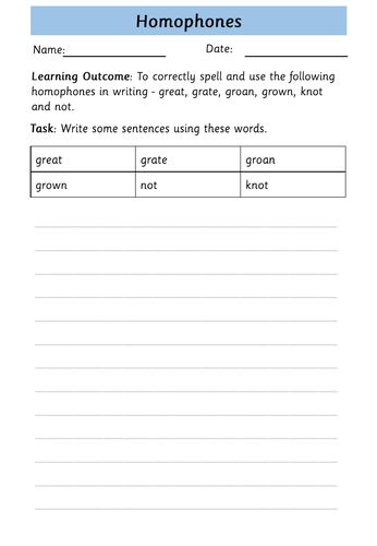 Homophones: Year 3 and 4 | Teaching Resources