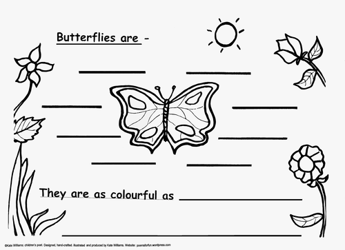Butterfly Picture-Poem Frame, EYFS/Y1 + Guidance Notes