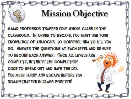 8th Grade Analogies Vocabulary Escape Room Ela Teaching Resources