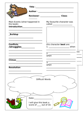 Book Review Worksheet | Teaching Resources