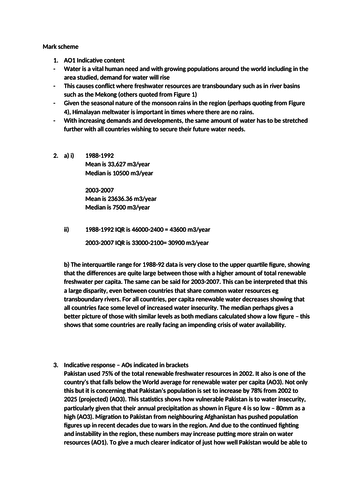 a level geography coursework mark scheme