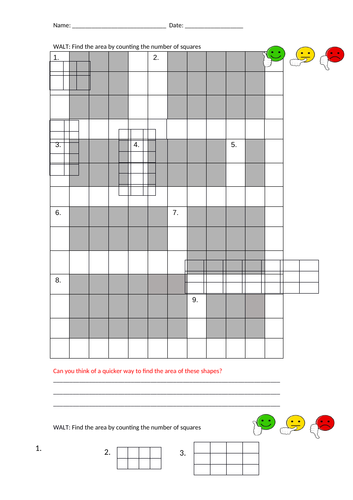 Area counting squares and multiplication