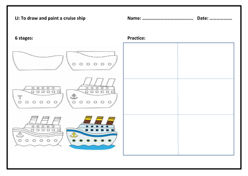 Draw and Paint a CRUISE SHIP