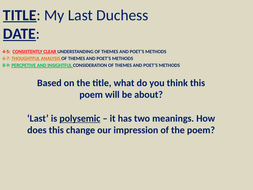 duchess last aqa poetry gcse literature english activity