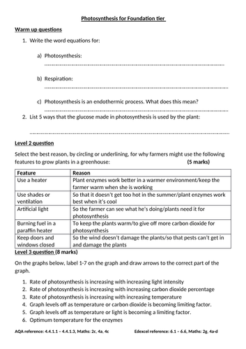 photosynthesis exam questions pdf gcse