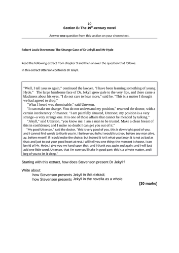 Jekyll and Hyde new specification GCSE sample assessment 9 - chapter 3