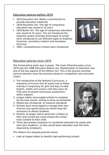 AQA Education (16/17) Education policies on educational achievement