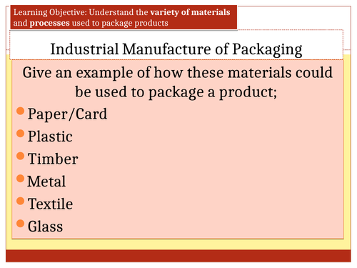 Product Design Packaging Revision Bundle | Teaching Resources