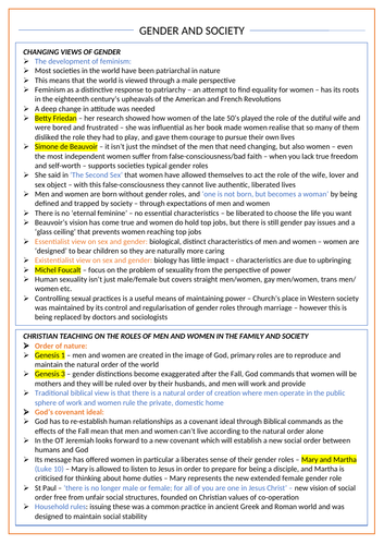 Gender and Society - OCR A Level Religious Studies