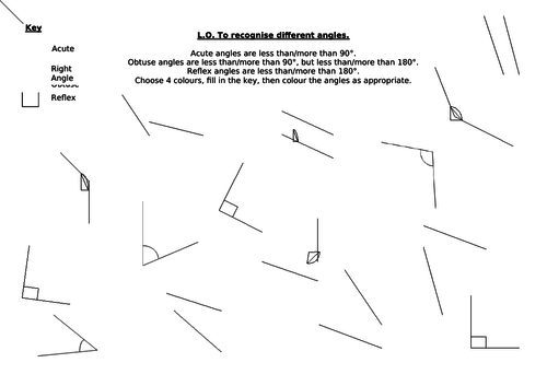 Regognising, drawing and measuring angles - Differentiated activities