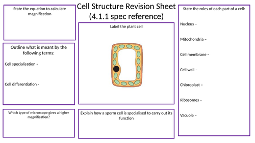 NEW AQA Trilogy Biology Paper 1 Revision Sheets | Teaching Resources