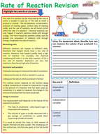 AQA 1-9 GCSE Chemistry (Science) Rate of Reaction Revision Workbook ...