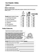 KS3 Spanish Holiday Assessment Task - flexible use worksheet | Teaching ...