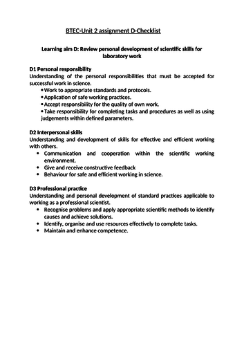 btec applied science unit 2 assignment c example