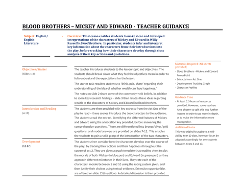 Blood Brothers - Mickey and Edward! | Teaching Resources