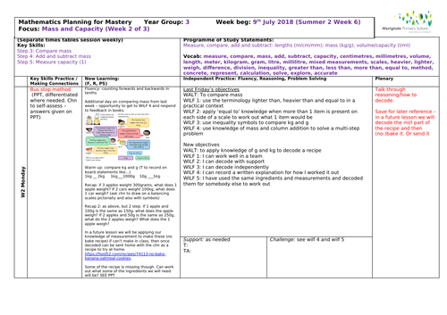 White Rose  Year 3 - Summer Block 4 Mass and Capacity - Week 2 (of 3) incl resources