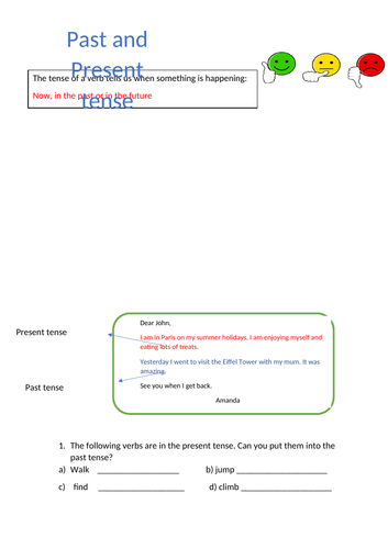 Verbs in the past and present tense