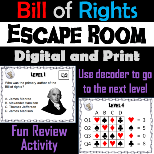 Bill of Rights: Escape Room - Social Studies