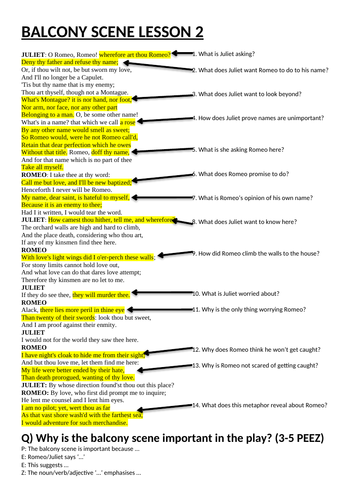 Romeo and Juliet - Analysing Act 2 - 4 lessons.