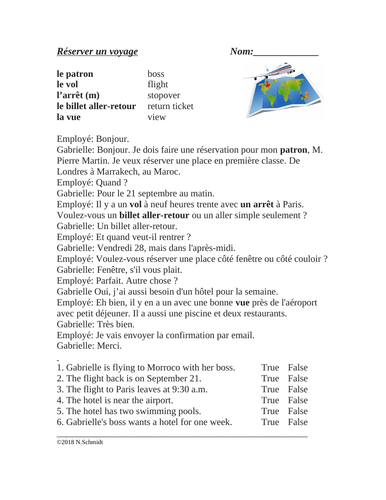 Réserver un Voyage Lecture en Français: French Reading on Booking a Trip (vol)