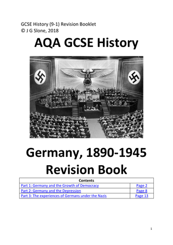 AQA GCSE History (9-1) Germany 1890-1945: Detailed Notes  / Revision Book