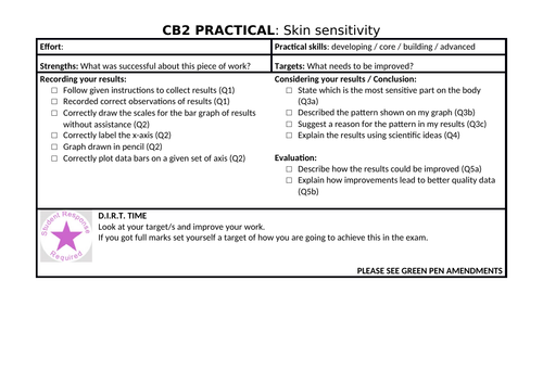 CB2e Skin sensitivity practical (Edexcel Combined Science)