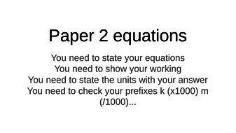 AQA Physics equations for paper 2 | Teaching Resources
