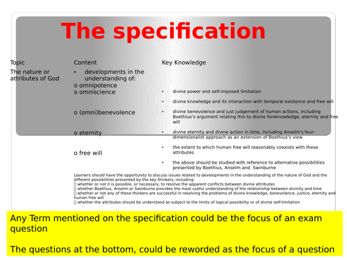 The NAture and Attributes of God Revision - OCR A2