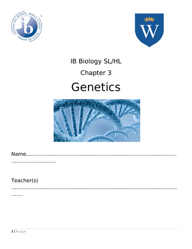 IB Biology CHapter 3 Booklet | Teaching Resources