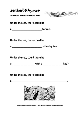 'Seabed Rhymes' - fun rhyming couplet frames, KS2