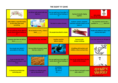 Silent 'H' game and lesson plan