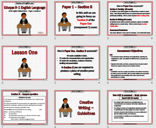 eduqas 9 1 gcse english paper 1 section b teaching resources
