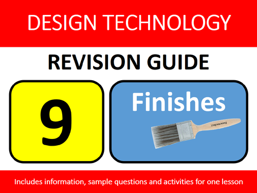 GCSE Design Resistant Materials Revision Lesson #9: Finishes Study Guide & Exam Questions