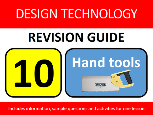 GCSE Design Resistant Materials Revision Lesson #10: Hand Tools Study Guide & Exam Questions