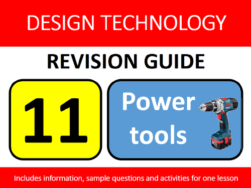 GCSE Design Resistant Materials Revision Lesson #11: Power Tools Study Guide & Exam Questions