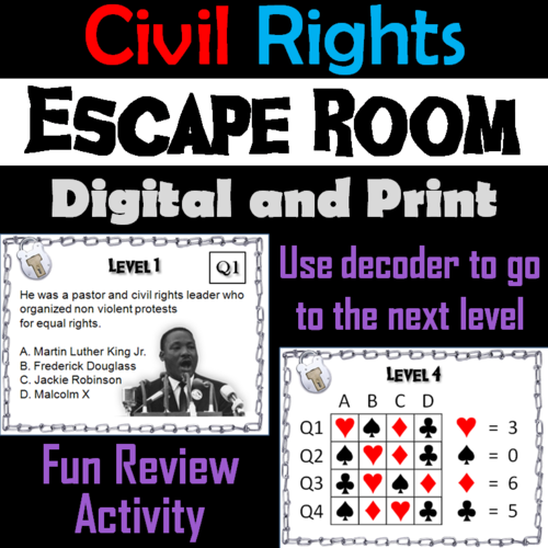Civil Rights: Escape Room - Social Studies