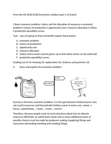 igcse economics basic economic problem opportunity cost