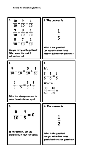 year 3 subtracting fractions differentiated teaching resources