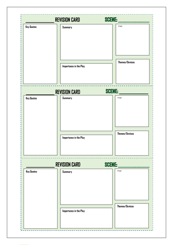 English Revision Cards Blank Templates - for Plays | Teaching Resources
