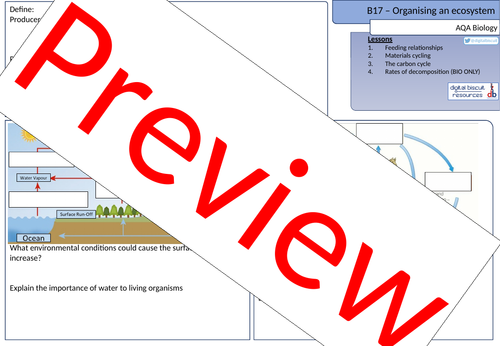 New AQA (2016) Biology B17 Organising an Ecosystem - Revision Sheet ...