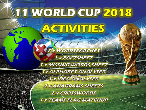 11 x The World Cup 2018 Tutor Activities Lesson PE Football Sport Wordsearch Puzzles