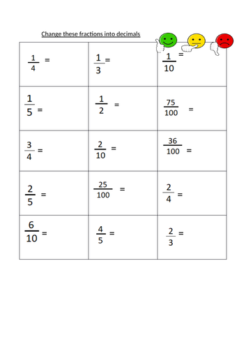 Change fractions to decimals