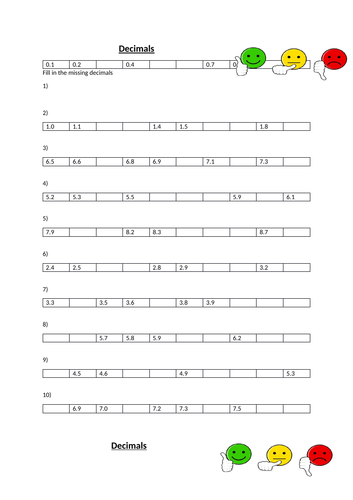 Decimals (tenths)