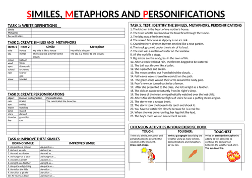 Similes, Metaphors, Personifications