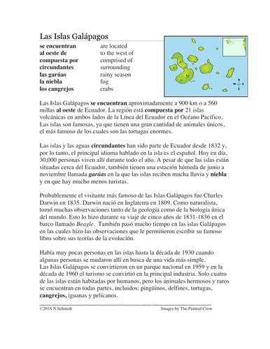 Las Islas Galápagos Lectura y Cultura: Spanish Reading on the Galapagos Islands