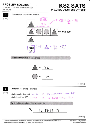ks2 maths problem solving worksheets pdf